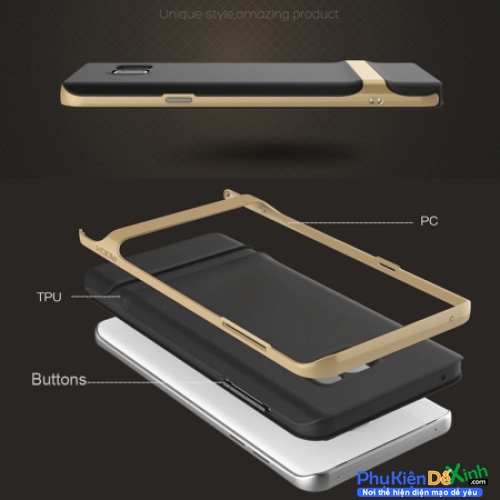 Ốp Lưng Samsung Galaxy Note 5 Dẻo Viền PU Hiệu Rock Hybrid
