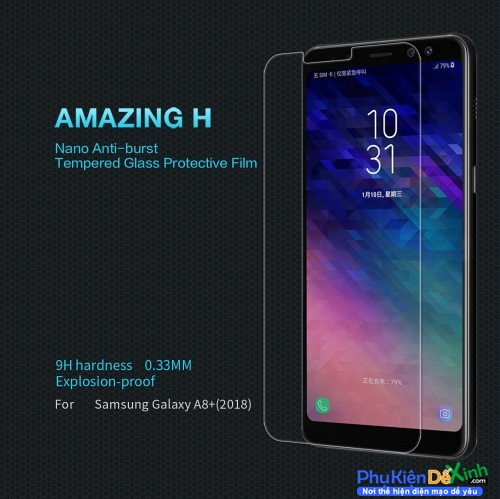 Miếng Dán Kính Cường Lực 9H Samsung Galaxy A8 Plus 2018 Hiệu Nillkin