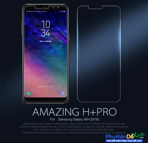 Miếng Dán Kính Cường Lực Samsung Galaxy A8 Plus 2018 Nillkin 9H + Pro