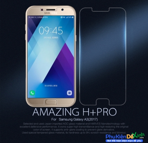 Miếng Dán Kính Cường Lực Samsung Galaxy A3 2017 Hiệu Nillkin 9H+ Pro