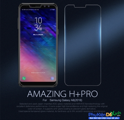 Miếng Dán Kính Cường Lực Samsung Galaxy A8 2018 Nillkin 9H + Pro