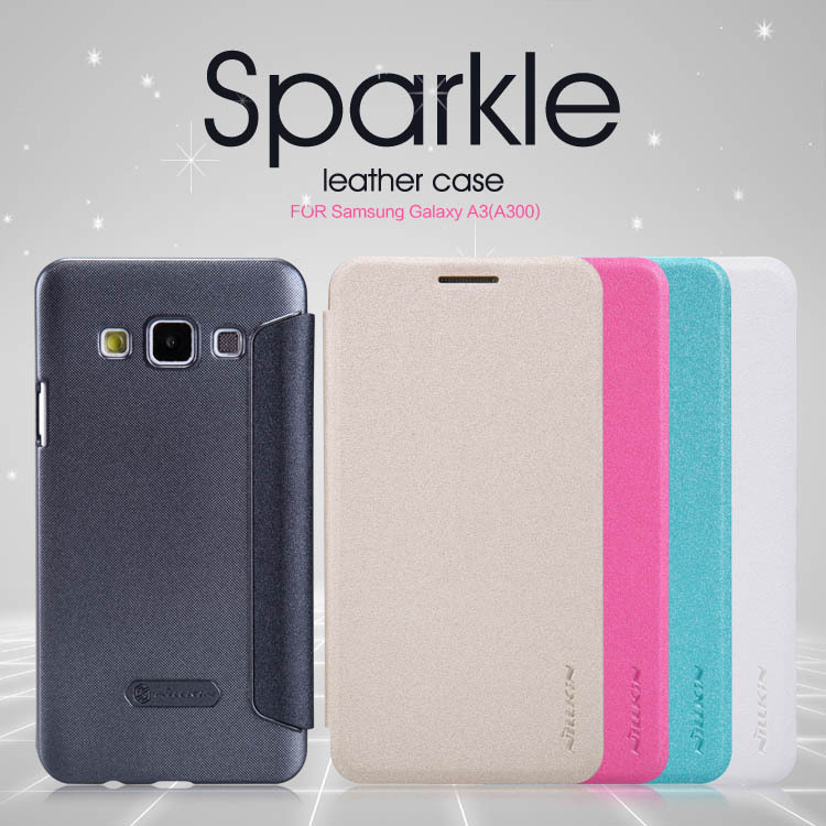  Bao Da Samsung Galaxy A3 mở ngang Sparkle hiệu Nillkin cho Samsung A3 màu sắc tươi trẻ năng động