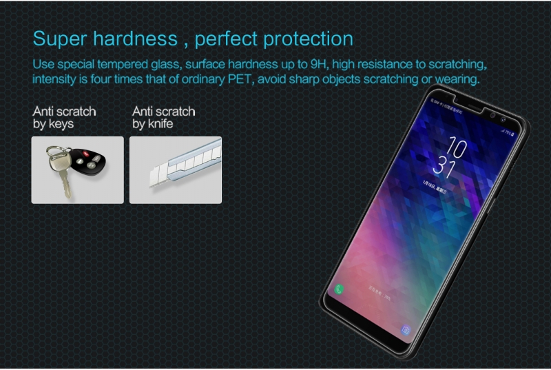  Miếng Dán Kính cường lực Samsung Galaxy A8 Plus 2018 mang thương hiệu Nillkin giúp bạn bảo vệ những chiếc smartphone đẳng cấp của mình một cách tốt nhất.