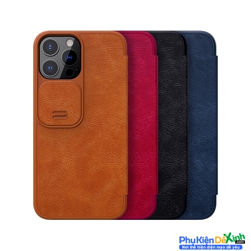 Bao Da iPhone 13 Pro Hiệu Nillkin Qin Pro Leather Case Bảo Vệ Camera