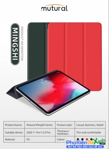 Bao Da iPad Pro 11 2020 Hiệu Mutural Mingshi Hít Lưng Chính Hãng