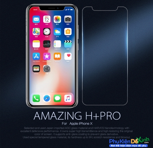 Miếng Dán Kính Cường Lực iPhone X Hiệu Nillkin 9H+ Pro