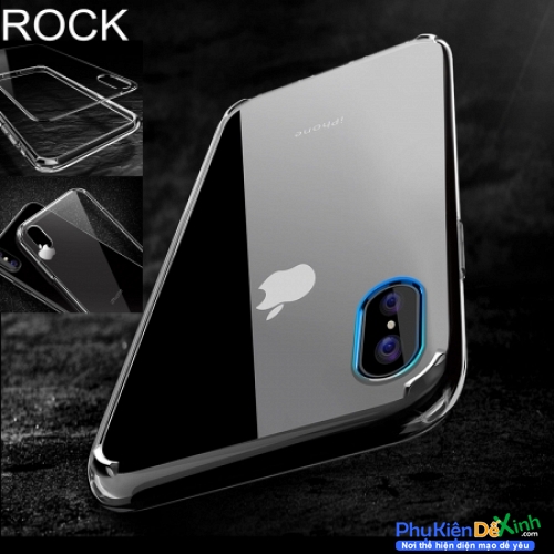 Ốp Lưng iPhone X / iPhone 10 Nhựa Cứng Trong Suốt Hiệu Rock