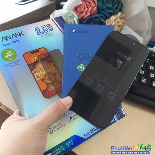 Kính Cường Lực Full iPhone 16 Pro Chống Nhìn Trộm Hiệu ANANK