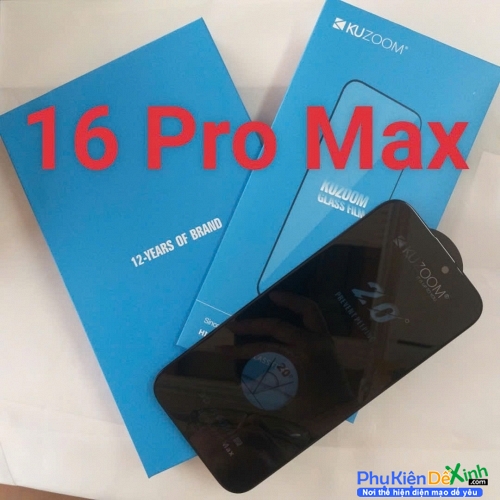 Kính Cường Lực Full Màn Hình iphone 16 Pro Max Hiệu Kuzoom Chống Nhìn Trộm