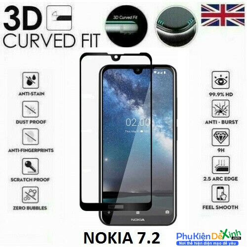 Miếng Kính Cường Lực Full Nokia 7.2 Hiệu Glass