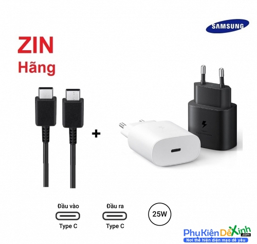 Bộ Củ Cóc Sạc Samsung Galaxy S25 FE 25W USB Dây Cáp Sạc C To C, Type C Sạc Nhanh