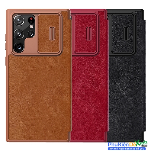 Bao Da Samsung Galaxy S22 Ultra Hiệu Nillkin Qin Pro Leather Case