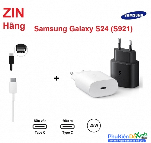 Bộ Củ Cóc Sạc Samsung Galaxy S24 25W USB Dây Cáp Sạc C To C, Type C Sạc Nhanh