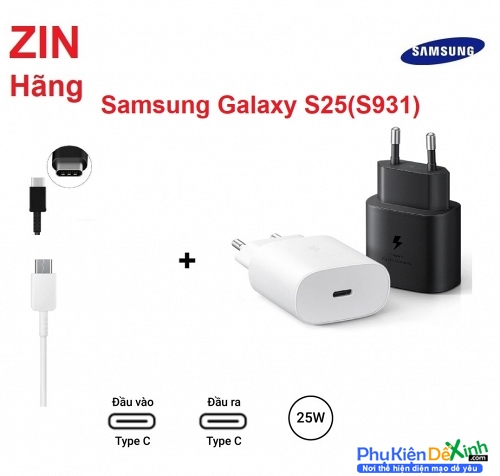 Bộ Củ Cóc Sạc Samsung Galaxy S25 25W USB Dây Cáp Sạc C To C, Type C Sạc Nhanh