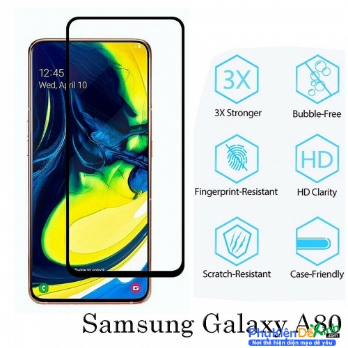Miếng Kính Cường Lực Full Samsung Galaxy A80 Hiệu Glass