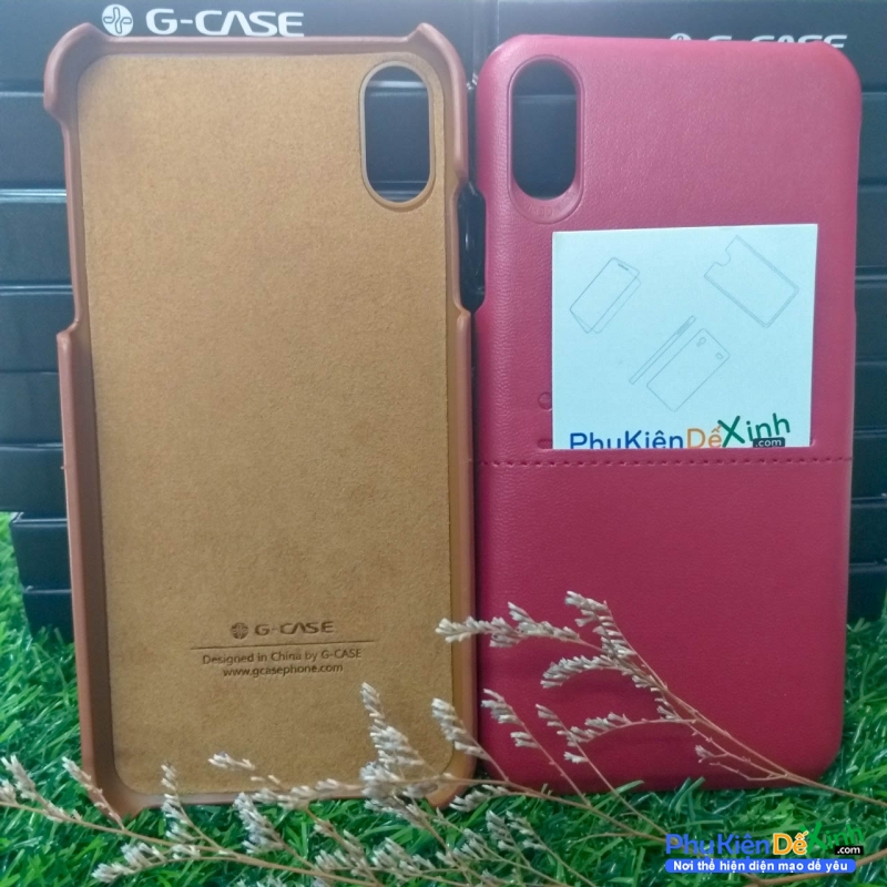 Ốp Lưng iPhone XS Max Hiệu G-Case bằng chất liệu da công nghiệp một bên trơn và một bên đan ô nhỏ rất khóe ôm sát thân máy chống va đạp trầy xước.