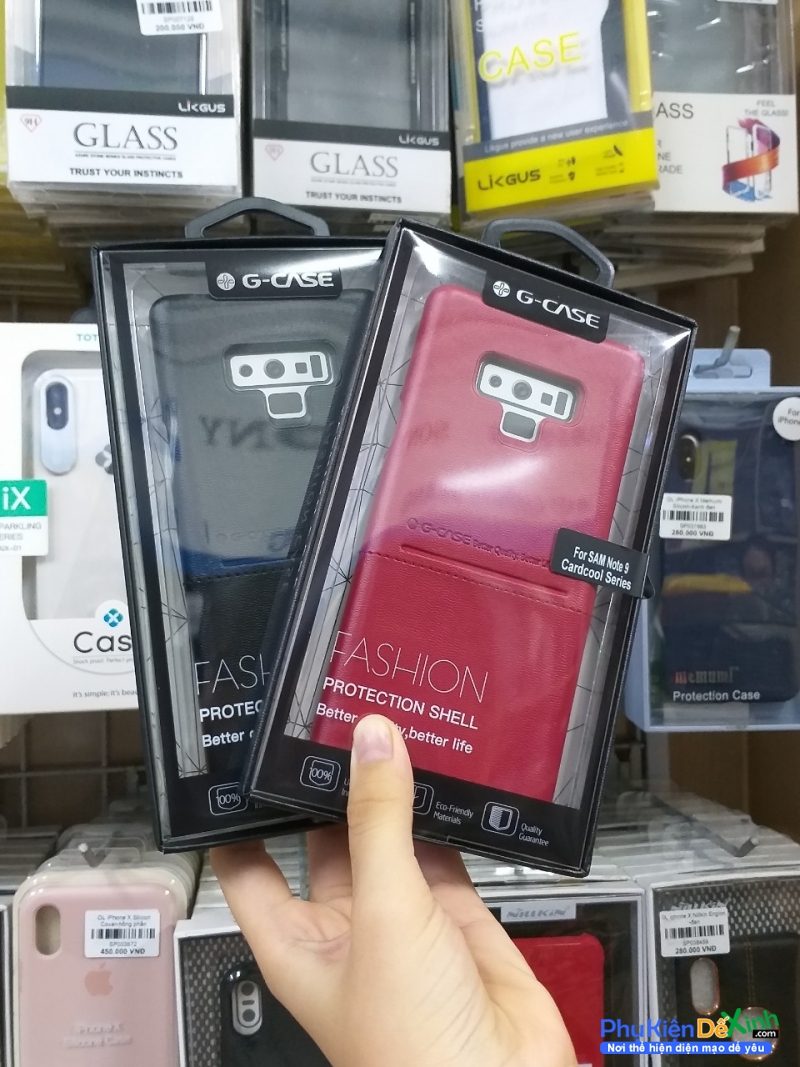 Ốp Lưng Samsung Galaxy Note 9 Hiệu G-Case bằng chất liệu da công nghiệp một bên trơn và một bên đan ô nhỏ rất khóe ôm sát thân máy chống va đạp trầy xước.