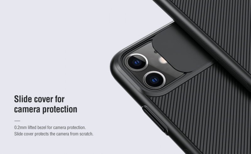 Ốp Lưng iPhone 11 Nillkin CamShield thiết kế dạng camera đóng mở giúp bảo vệ an toàn cho Camera của máy, màu sắc đen huyền bí sang trọng rất hợp với phái mạnh.
