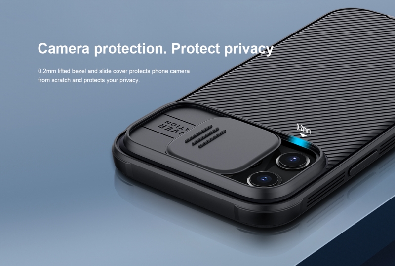 Ốp Lưng iPhone 12 Pro Max Nillkin CamShield thiết kế dạng camera đóng mở giúp bảo vệ an toàn cho Camera của máy, màu sắc đen huyền bí sang trọng rất hợp với phái mạnh.