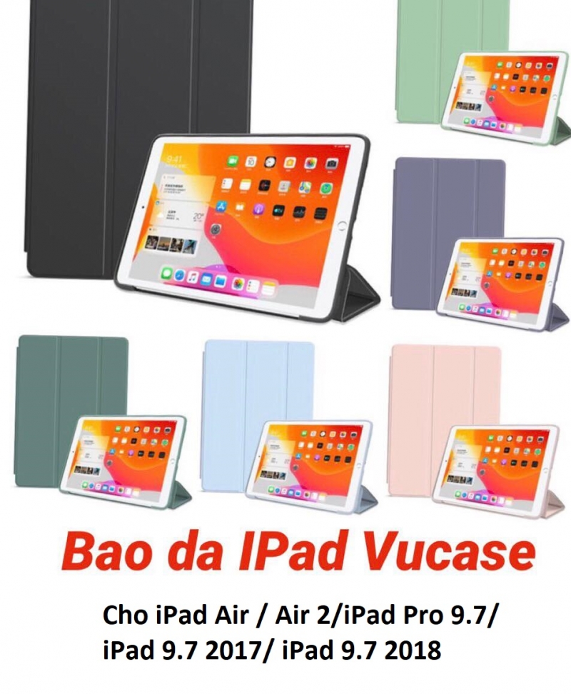 Bao Da iPad Pro 9.7 Dạng Smart Case Cao Cấp Hiệu Vucase chất liệu da công nghiệp cao cấp, chức năng đóng tắt màn hình và chống sốc cực tốt, màu sắc sang trọng