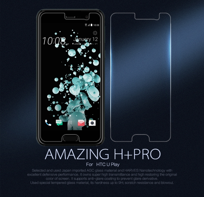 Miếng Dán Kính Cường Lực HTC U Play Hiệu Nillkin 9H + Pro có khả năng chống dầu, hạn chế bám vân tay cảm giác lướt cũng nhẹ nhàng hơn.