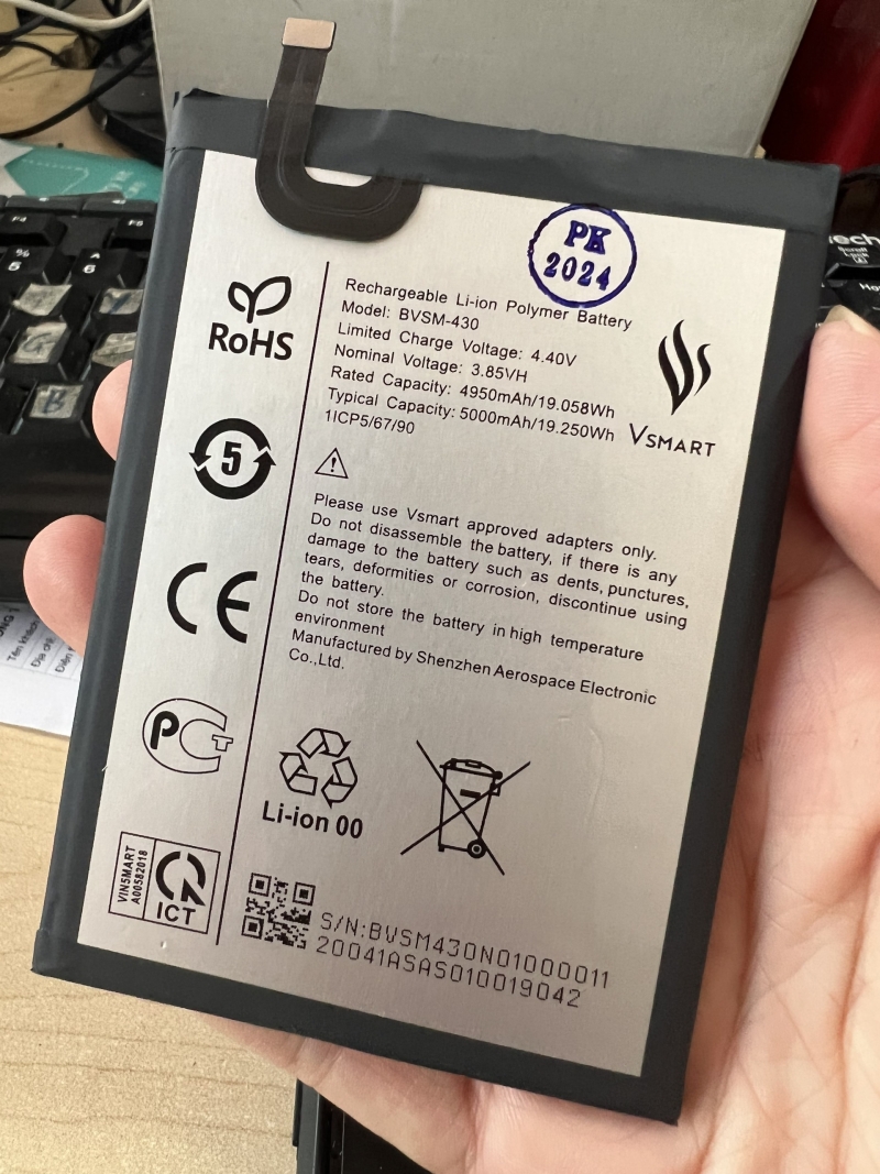 Pin Vsmart Live 4 BVSM-430 Dung Lượng 5000 mAh Chính Hãng bảo hành 3 tháng 1 Đổi 1 Giao Hàng Nhanh toàn quốc, ráp pin lấy liền tiện lợi