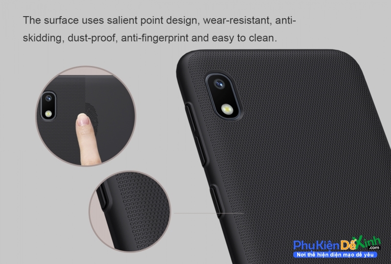 Ốp Lưng Samsung Galaxy A10 Dạng Sần Chính Hãng Hiệu Nillkin được làm bằng nhựa Polycarbonat, có độ đàn hồi tốt, rất bền,  ít bám vân tay, ko dễ bị xước, màu bền ko bị phai nên dùng lâu trông vẫn mới