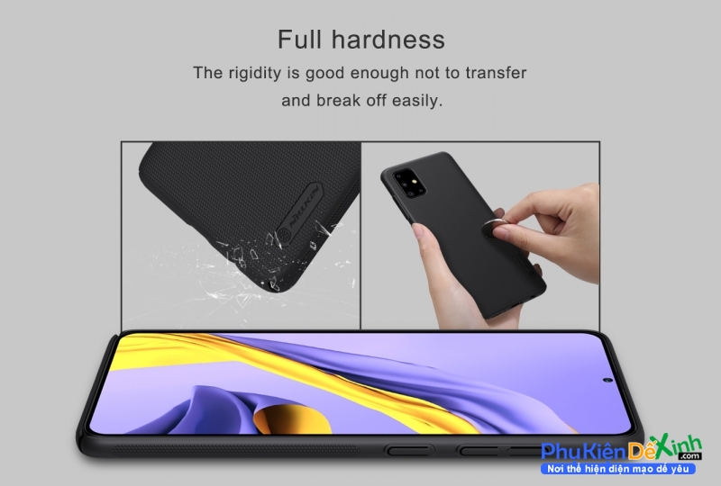 Ốp Lưng Samsung Galaxy A51 Hiệu Nillkin Dạng Sần có bề mặt được sử dụng vật liệu PC không ảnh hưởng môi trường, có tính năng chống mài mòn, chống trượt, chống bụi, chống vân tay và dễ dàng vệ sinh