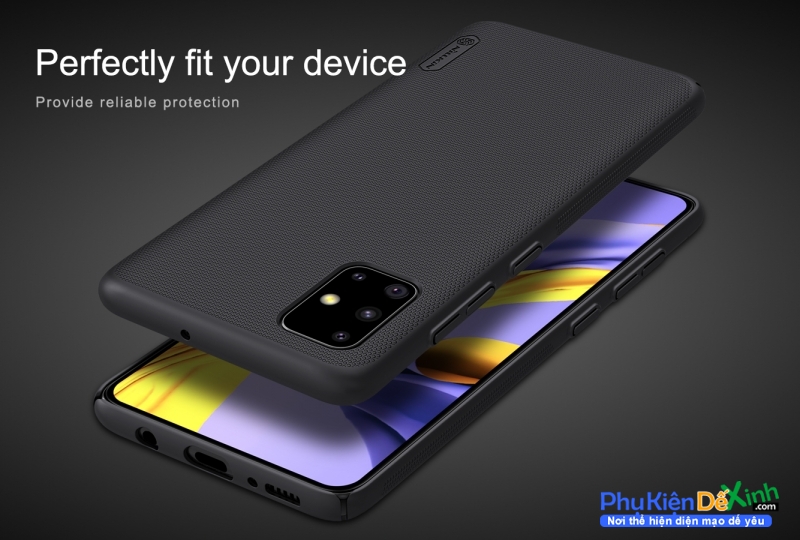 Ốp Lưng Samsung Galaxy A51 Hiệu Nillkin Dạng Sần có bề mặt được sử dụng vật liệu PC không ảnh hưởng môi trường, có tính năng chống mài mòn, chống trượt, chống bụi, chống vân tay và dễ dàng vệ sinh