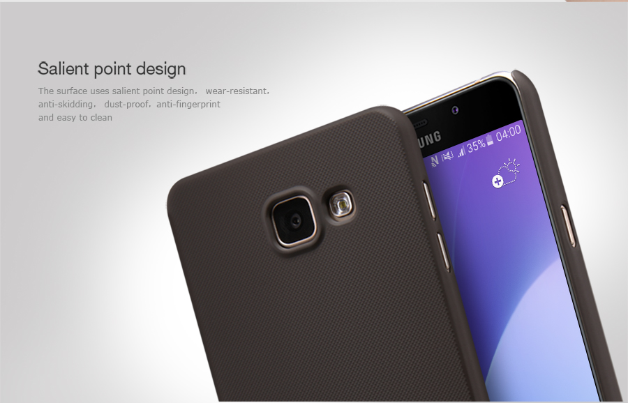 Ốp Lưng Samsung Galaxy A7 2016 Hiệu Nillkin Da Sần được làm bằng nhựa Polycarbonat có khả năng đàn hồi tốt, không bị giòn và khả năng chống trầy xước tốt trong nhưng va chạm. 