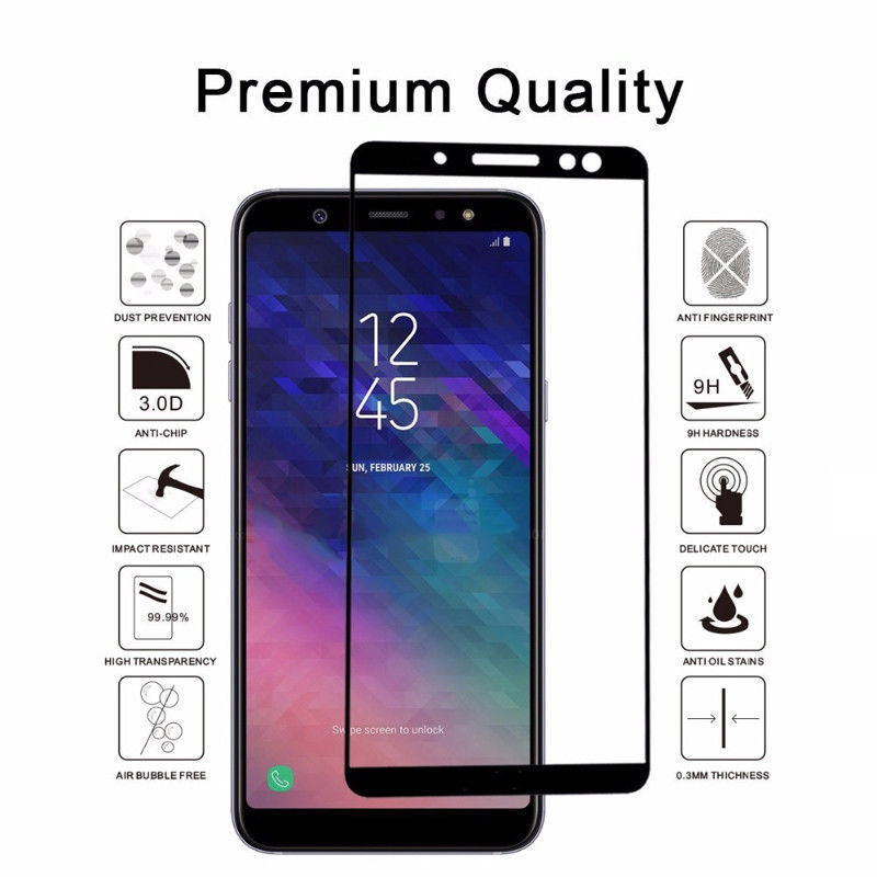 Miếng Dán Kính Cường Lực Samsung Galaxy J6 2018 Glass 9H có khả năng dán full được màn hình tràn tránh những trường hợp vô tình làm cấn hay rơi máy cũng bảo vệ được phần nào.