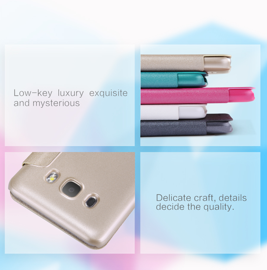 Bao Da Samsung Galaxy J7 2016 Hiệu Nillkin Sparkle được sản xuất dành riêng cho điện thoại được làm từ PU cao cấp kết hợp với một loại da công nghiệp nhập khẩu. Bao Da Samsung Galaxy J7 Hiệu Nillkin Sparkle thiết kế bề mặt nhám. Mặt sau 