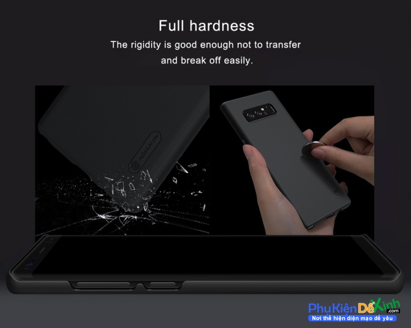 Ốp Lưng Samsung Galaxy Note 8 Hiệu Nillkin Da Sần được làm bằng nhựa Polycarbonat, có độ đàn hồi tốt, rất bền, da Sần thiết kế các chi tiết đúc chính xác lỗ camera, loa, phím nguồn, phím âm lượng...