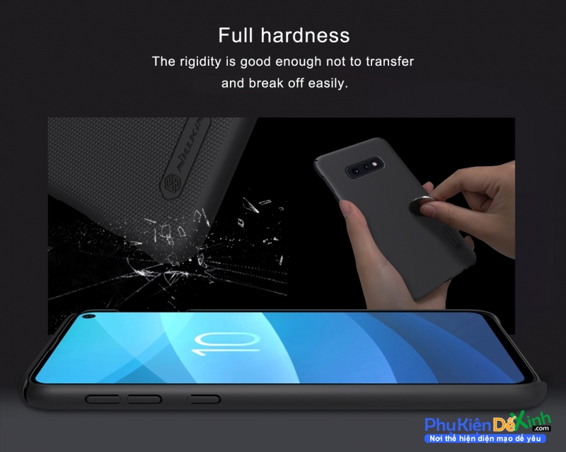 Ốp Lưng Samsung Galaxy S10e Hiệu Nillkin Dạng Sần có bề mặt được sử dụng vật liệu PC không ảnh hưởng môi trường, có tính năng chống mài mòn, chống trượt, chống bụi, chống vân tay và dễ dàng vệ sinh