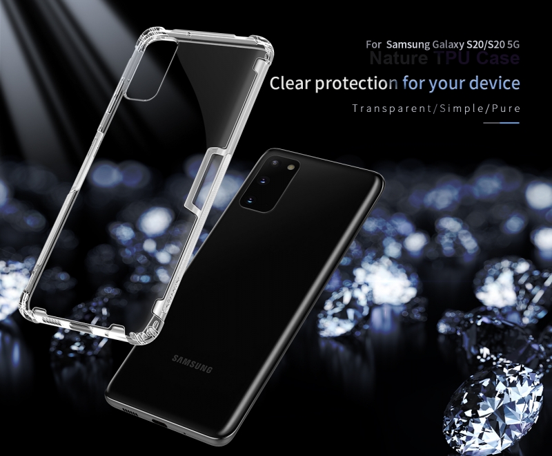 Ốp Lưng Samsung Galaxy S20 Dẻo Trong Suốt Hiệu Nillkin với diện mạo khác trước dày hơn, thanh chống trượt ở hai bên với đeo Quikcatch, chống va đập tốt hơn, hạn chế rơi vở tốt hơn.